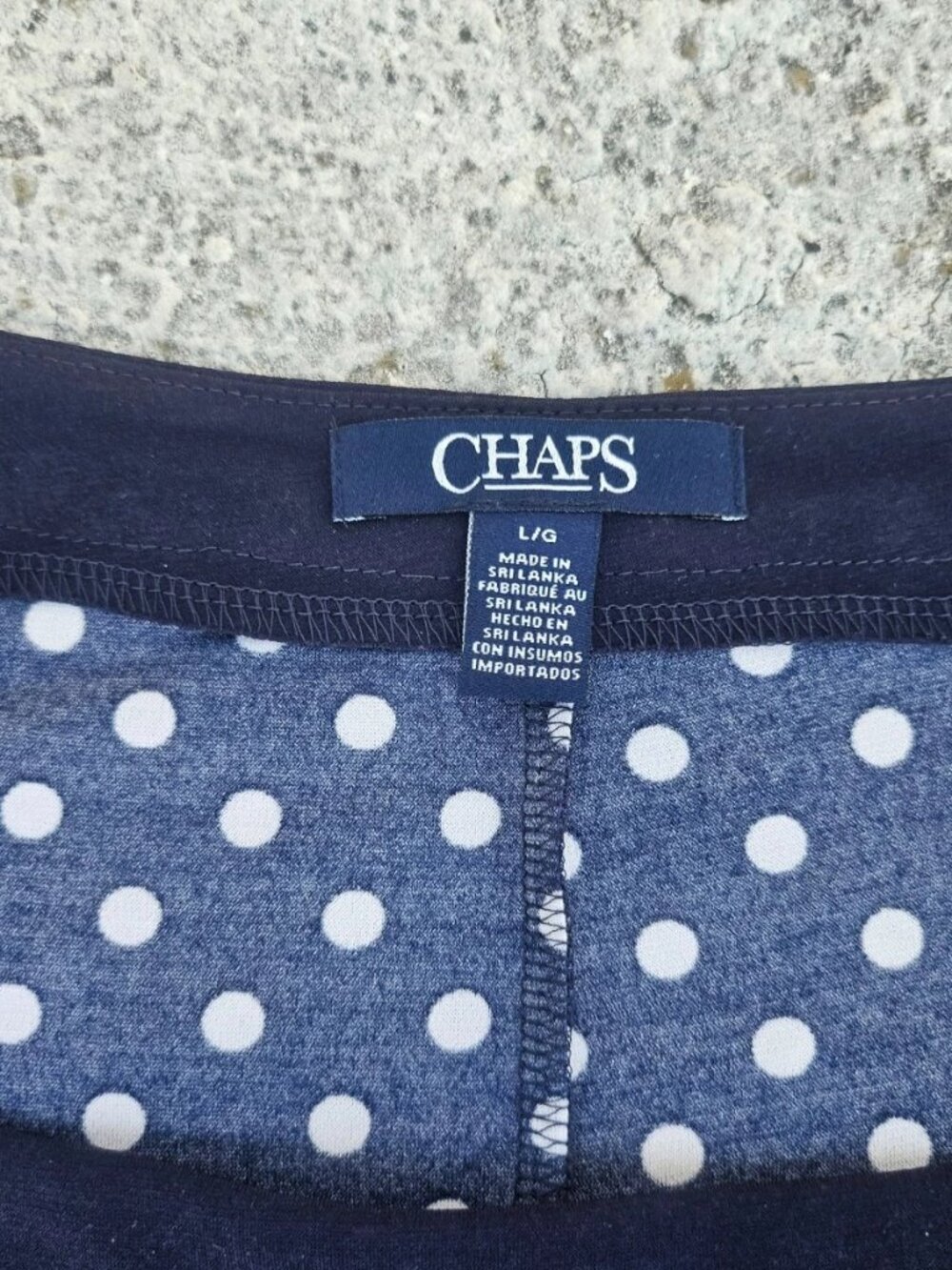 Chaps Women Dress Sleeve Less Polka Dot Navy Blue Fit and Flare Dress Size L/G - Picture 9 of 12